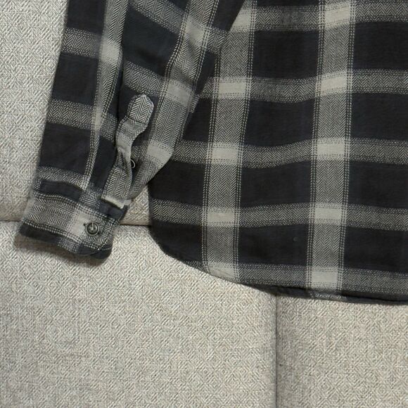 Ruff Hewn Men’s Flannel Shirt Black Grey Plaid Long Sleeve Button Front Size XL - Picture 12 of 15